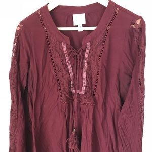 Knox Rose Burgundy Blouse XXL